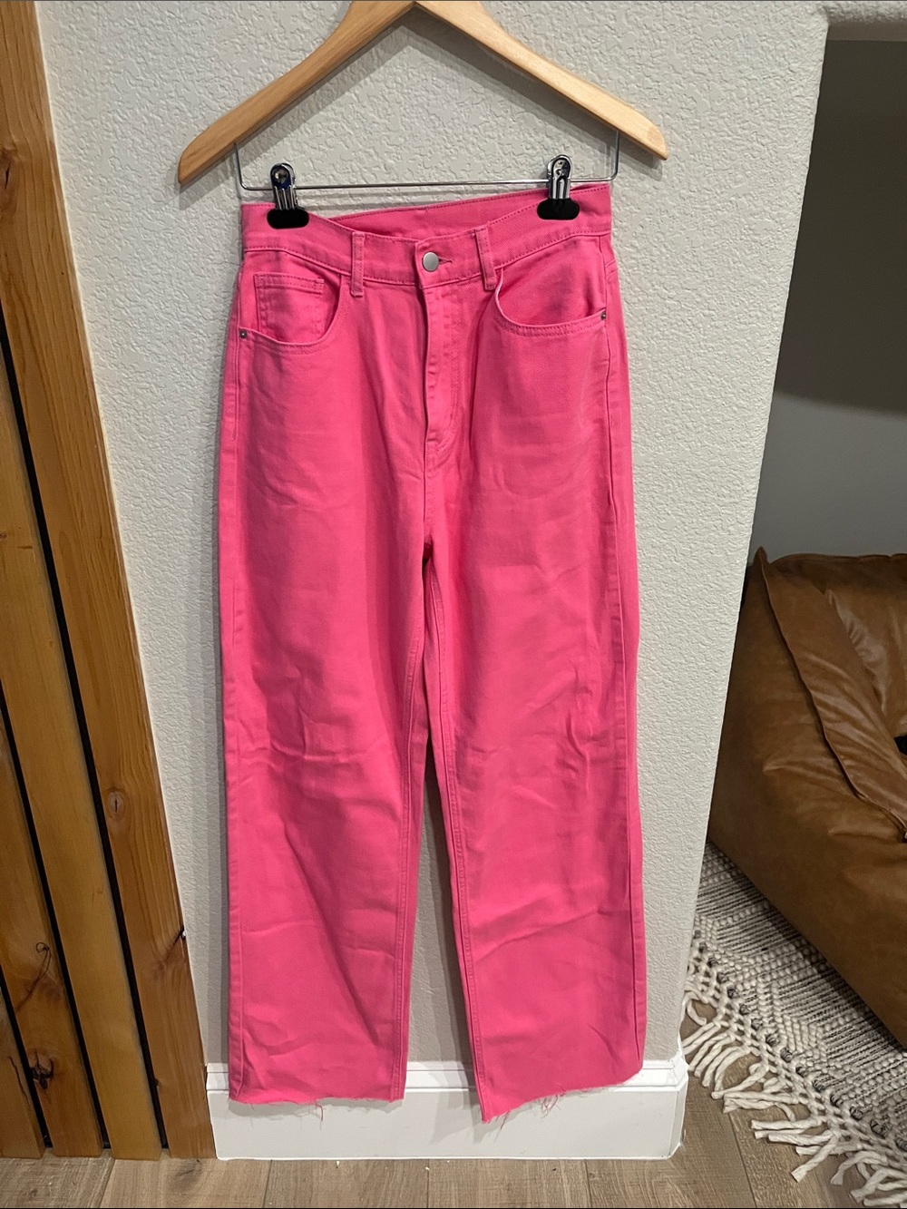 Women's High-Rise Pink Wide-Leg Jeans